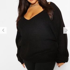 Boohoo Plus Oversized V-neck Sweater